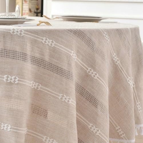 Round Patio Tablecloth Outdoor 70.9 inch,Linen-Look