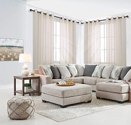KOUFALL Tan Beige Bronze Grommet Linen Blend Sheer Curtains for Living