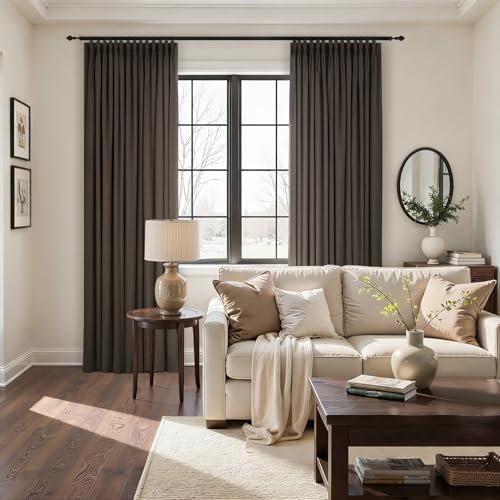 120 inch Brown Velvet Curtains Pinch Pleated Drapes with