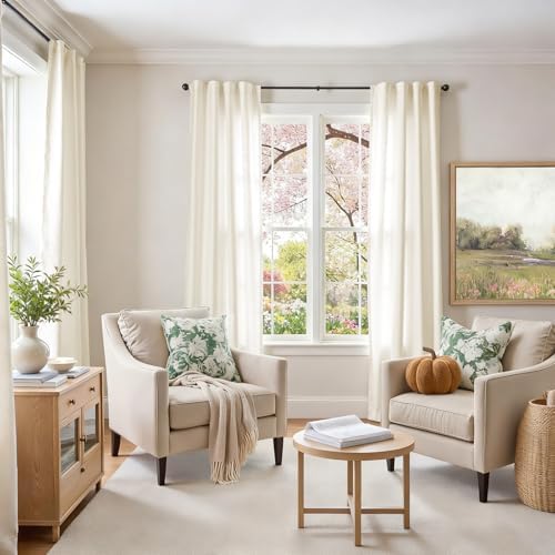 Lazzzy Ivory Velvet Extra Long Curtains 120 Inch Length Drapes for