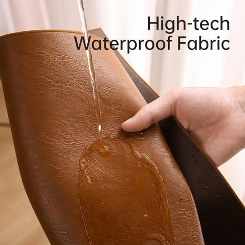 Faux Leather Placemats Set of 6, Brown & Coffee Reversible Leather