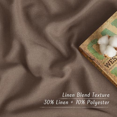 NICETOWN Linen Brown Curtains 96 inch Long, Grommet Privacy Added