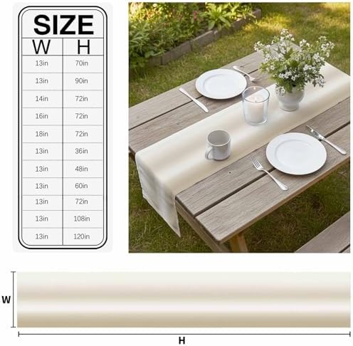 Cream Ombre Table Runner 72 Inch Long Dresser Scarves Linen