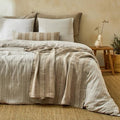 Vintage Fine Striped Duvet Cover Set King-90% Natural Cotton and 10%