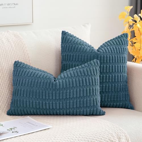 OTOSTAR Corduroy Decorative Throw Pillow Covers 22x22 Inch Super Soft