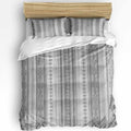 Duvet Cover Set Queen, Boho Abstract Ethnic Gray Geometric Pattern
