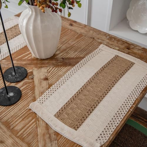 Hsvanyr Boho Placemats Set of 2 Macrame Cotton Linen Table Mats with