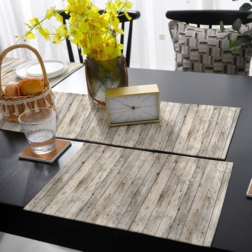 Rustic Wooden Board Table Runner and Placemats Set of 4 Farmhouse