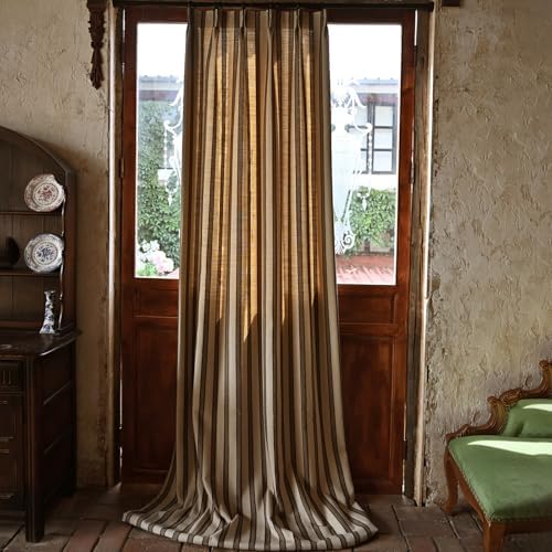 Taupe Boho Curtains 96 Inch Farmhouse Curtain Back Tab Drapes for