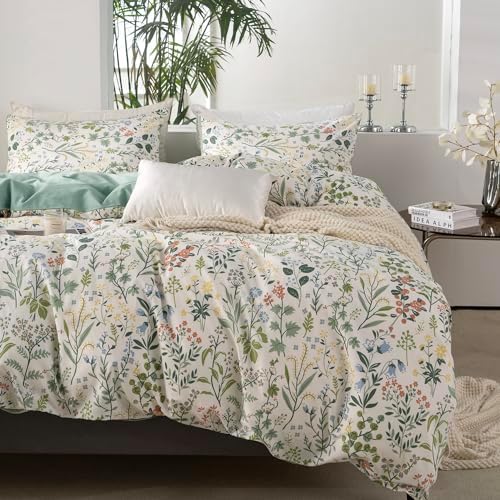 Duvet Cover Queen Size Floral 100% Brushed Microfiber 3 Pieces Fresh