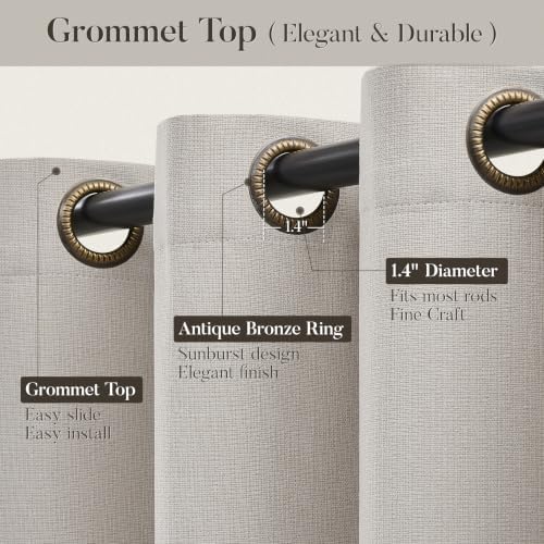 Black Out 100% Curtains Natural Ivory Bronze Grommet 96 Inch Long 2