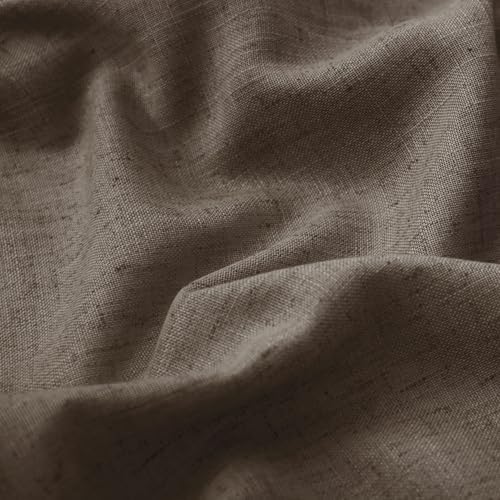KOUFALL Dark Brown Linen Curtains 96 Inch Long 2 Panel Set Elegant