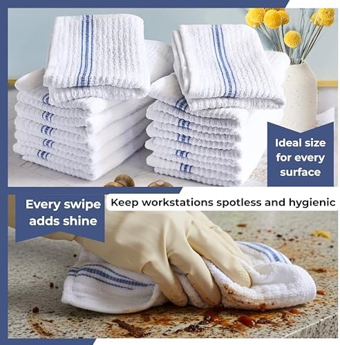 White Cotton Bar Towels For Kitchen - Rags For Bartenders - Bulk