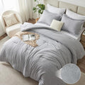 CozyLux Queen Comforter Set, Heathered Light Grey, 3 Pieces Bedding