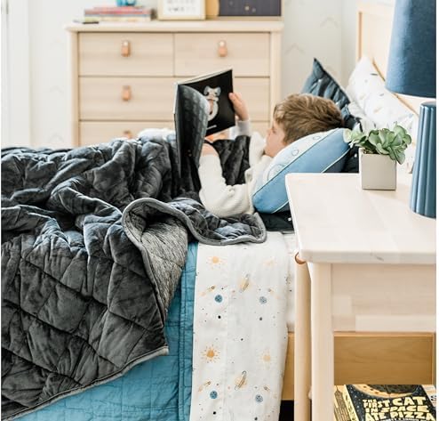 Weighted Blanket - 8 lbs Dark Gray, 60x88 Twin, Double-Sided Comfort