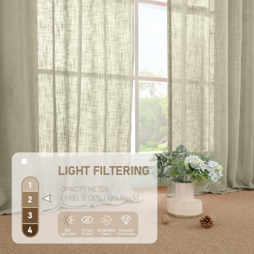 LAMIT Linen Curtains for Living Room 84 inch Length 2 Panels