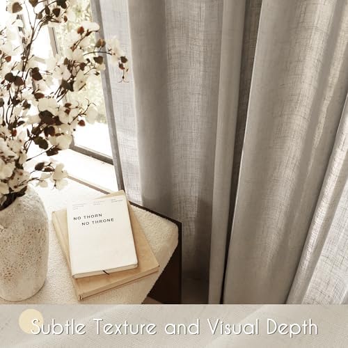 Taupe Linen Curtains 96 inches Long for Living Room Back Tab Rustic