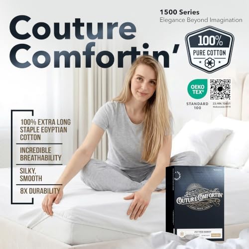 Texas Linen 100% Egyptian Cotton Fitted Sheet Queen Size - Luxury 1500