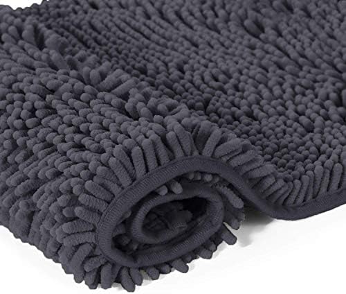 LuxUrux Charcoal Bath Mat Bundle - Plush Large Rug (27''x47'') &