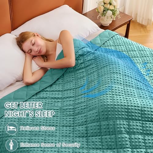 Teal Weighted Blanket for Adults 12lbs, 48"x72", Twin Full Size