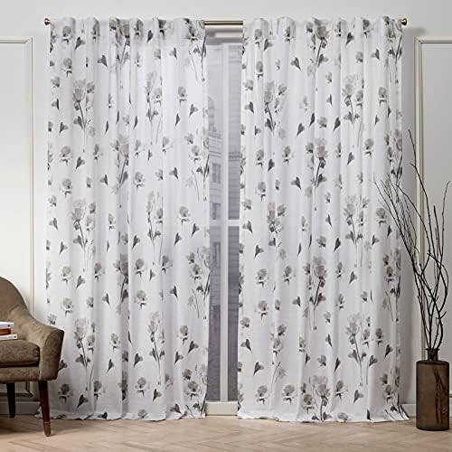 Nicole Miller La Petite Fleur Hidden Tab Top Curtain Panel, Taupe
