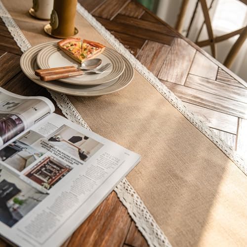 Table Runner 108 Inches Long, Cotton Linen Decorative Table Runners