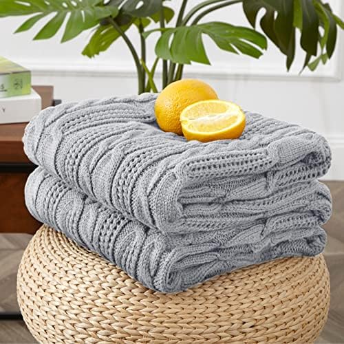 Aormenzy Cable Knit Throw Blankets 50 x 60 Inches, Soft Cozy and