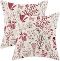 Christmas Pillow Covers 18x18 Inch Set of 2,Burgundy Red Wild Flower