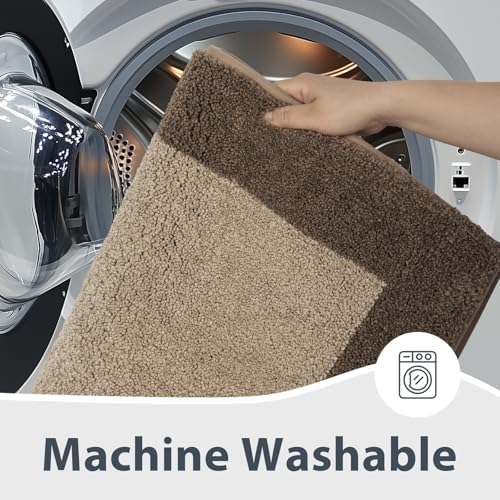 anllugs Bathroom Rugs, 24" x 36" Soft Bath Rugs, Taupe & Dark Brown