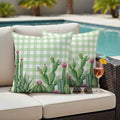 Green Cactus Tropical Waterproof Outdoor Pillow Covers 18''x18'' Set