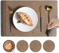 Place Mats Set of 4, Light Gray Leather Table Mats, Washable