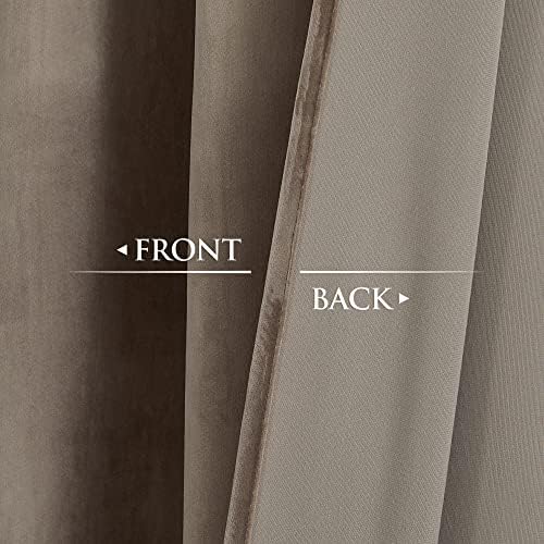 StangH Taupe Velvet Curtains Luxury for Living Room, W52 x L96, 2