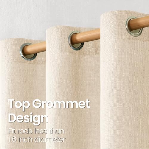 BGment Light Beige Linen Curtains 84 Inches 2 Panels for Living Room