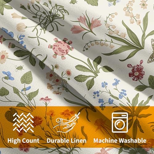 Vitage Floral Pillow Covers 18x18 Set of 2 Spring Green Red Cream