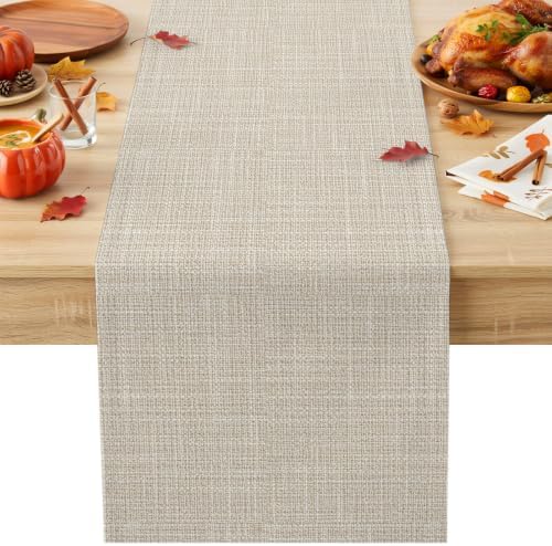 Beige Table Runner 108 Inch Long Dresser Scarves Cotton Linen