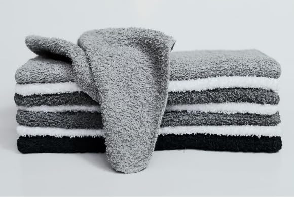 MAIN'STAYS 18 Pack Assorted Cotton Terry Thin Washcloths Rags - Grey