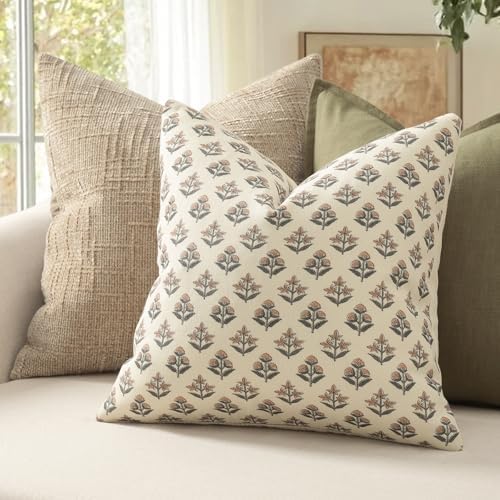 YCOLL Farmhouse Floral Pillow Covers 18x18 Set of 2, Rustic Country