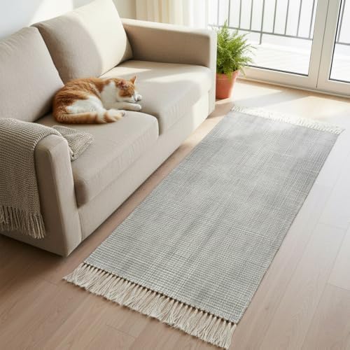 Slate Gray Hallway Runner Rug 2'x5', Vintage Solid Color Modern