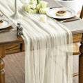 Artoid Mode 3PCS Beige Gauze Table Runner 120 Inch 10FT, Seasonal