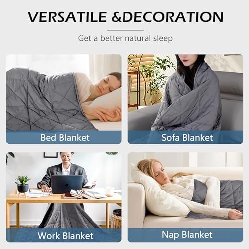 LOYIGA Weighted Blanket for Adults, Grey, 47"x70", 10 lbs Twin Size