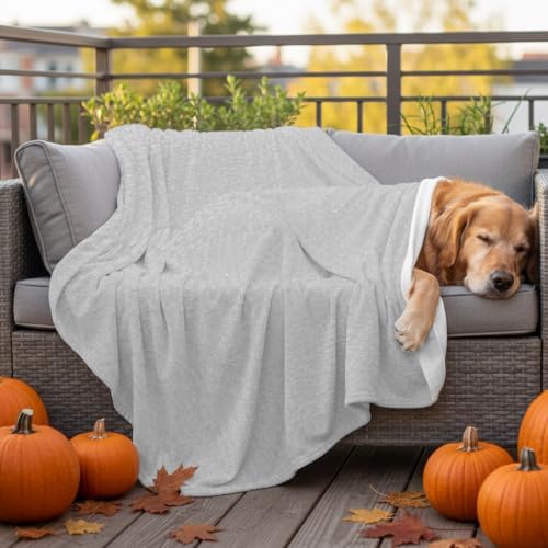 Grey Flannel Fleece Throw Blanket, Modern Solid Textured Simple