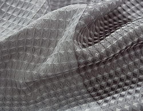 Silver Gray Fabric Shower Curtain for Bathroom: Hotel Luxury Waffle