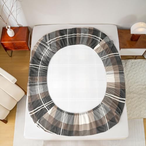 Castle Fairy Modern Plaid Sheet Set King Size,Neutral Gray Cream