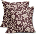 Burgundy Red Floral Pillow Covers 18x18 Set of 2 Brown Cream Vintage