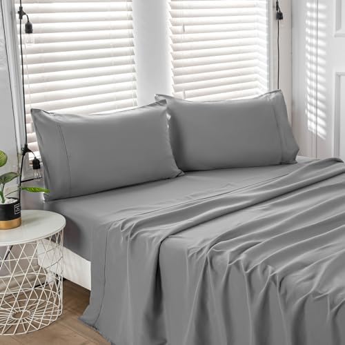 Kingnex Oversized King Flat Sheet 132x110 Top Sheet Only Grey