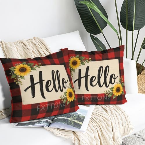 Plaid Decor Pillow Covers 22x22 Inch Set of 2 Linen for Farmhouse