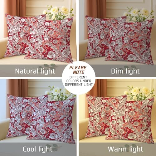Flower Throw Pillow Covers Set of 2, Vintage Elegant Leaf Floral Fall