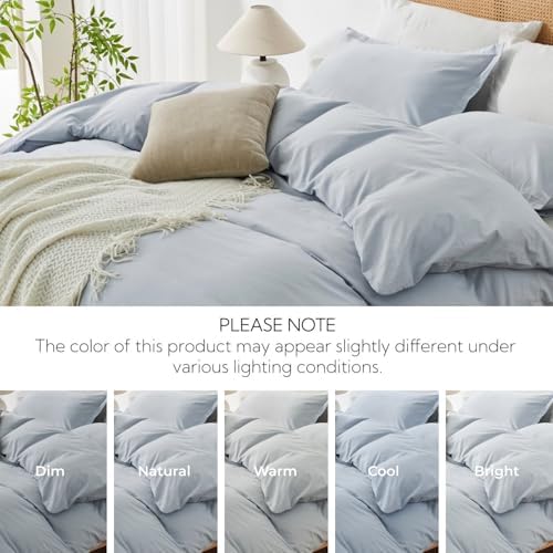 OAITE Duvet Cover Set 100% Washed Cotton Solid 3pcs