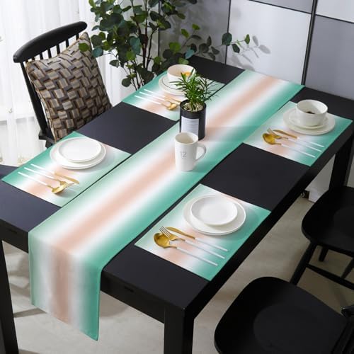 Gradient Color Table Runner and Placemats Set of 4 Geometric Rustic
