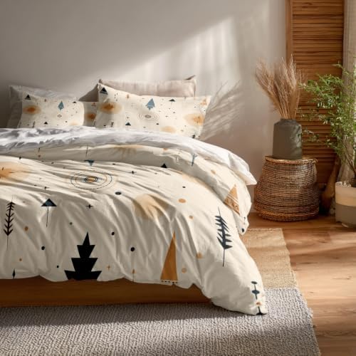 Geometric Shapes Duvet Cover Set King Size, 3 Pieces Bohemian Themed